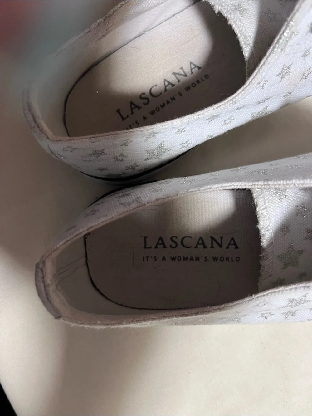 Lascana Women's White Star-Print Lace-Up Canvas Sneakers